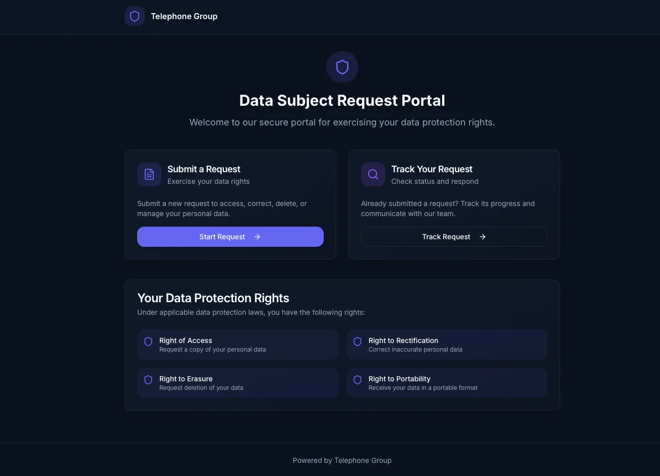 The public data subject request portal a requester sees
