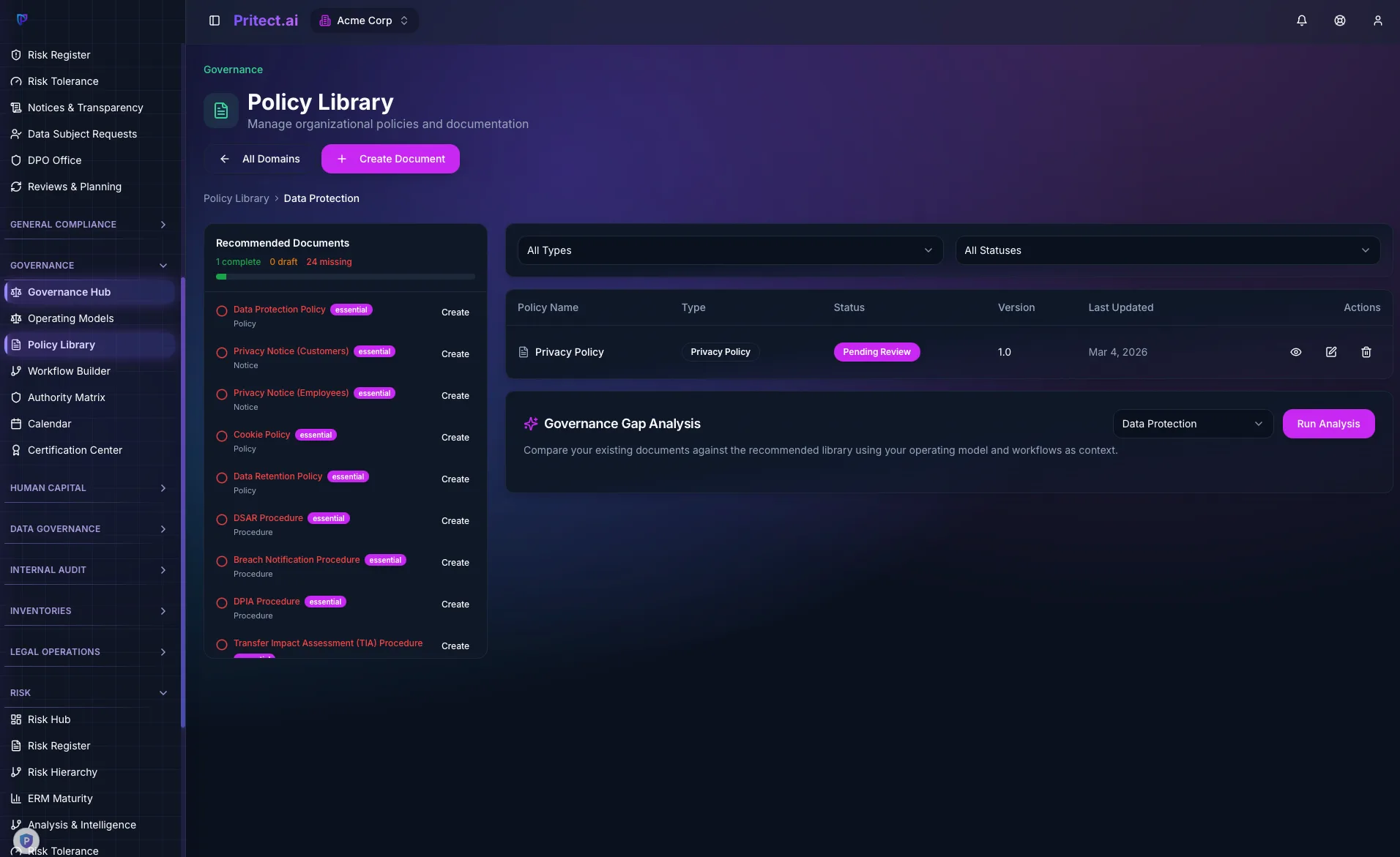 Govern screenshot