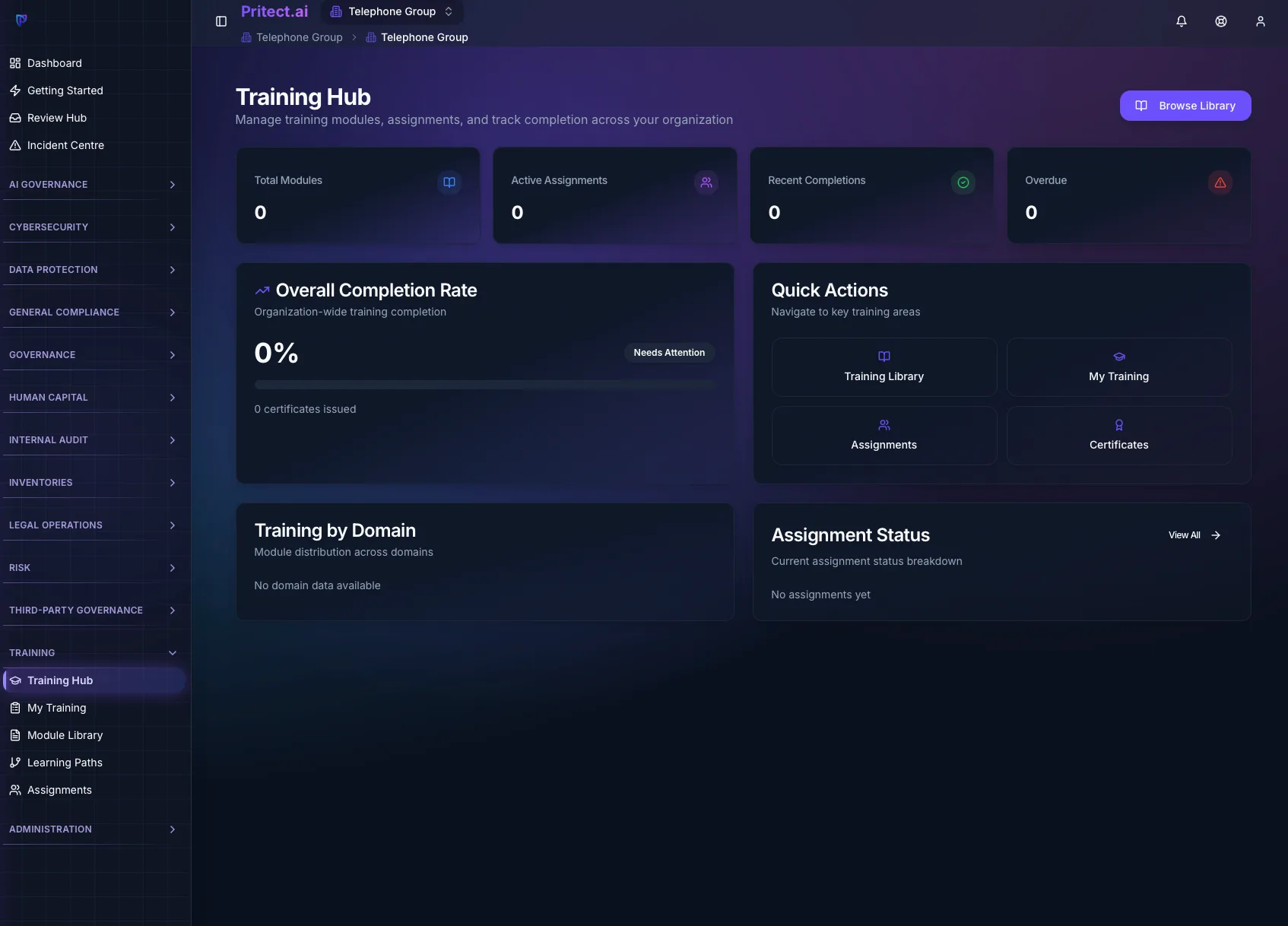 Training Hub Dashboard