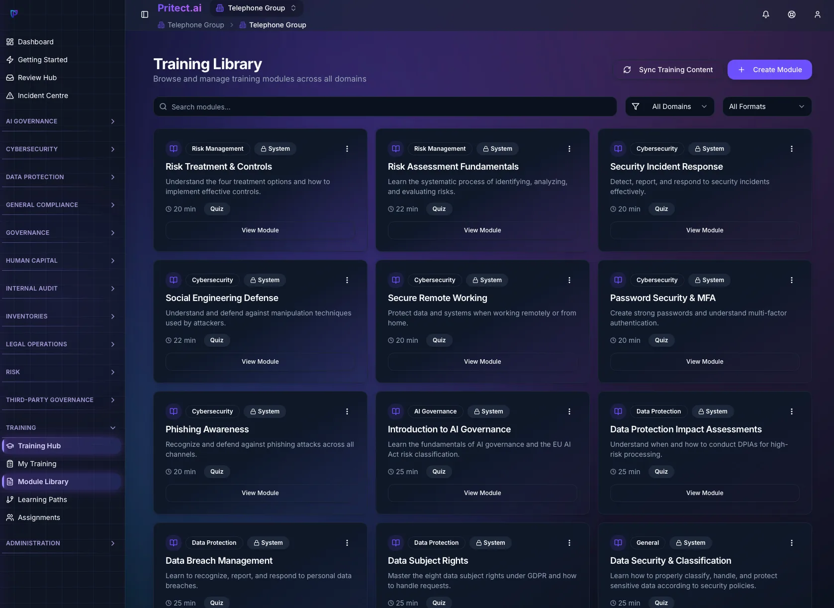 Training Library Modules
